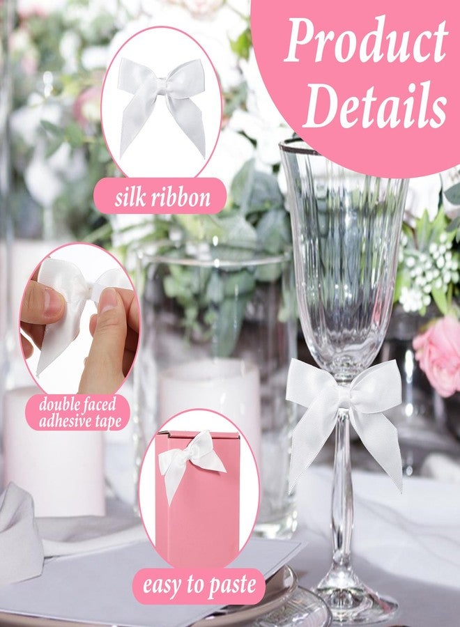Larrel 20PCS Self-Adhesive Gift Wrap Bows, White Bows for Gift Wrapping, Soft Satin Ribbon Bow, Premade Craft Bowknot for Christmas, Wedding, Birthday, Bridal Shower, Baby Shower, Party Favors Decorations - Image 3